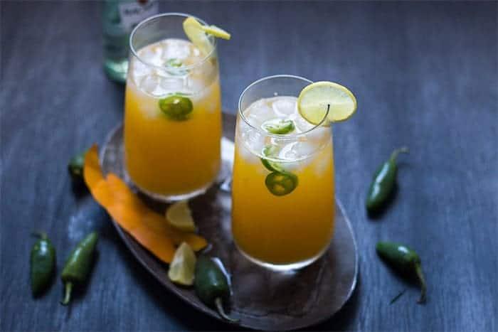 Tall Mango Jalapeno Fizzy Cocktail