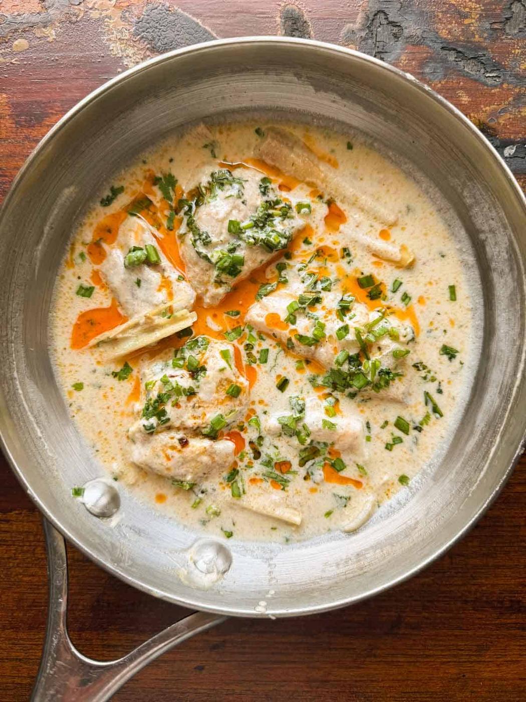 Easy Thai Poached Fish In Coconut Milk