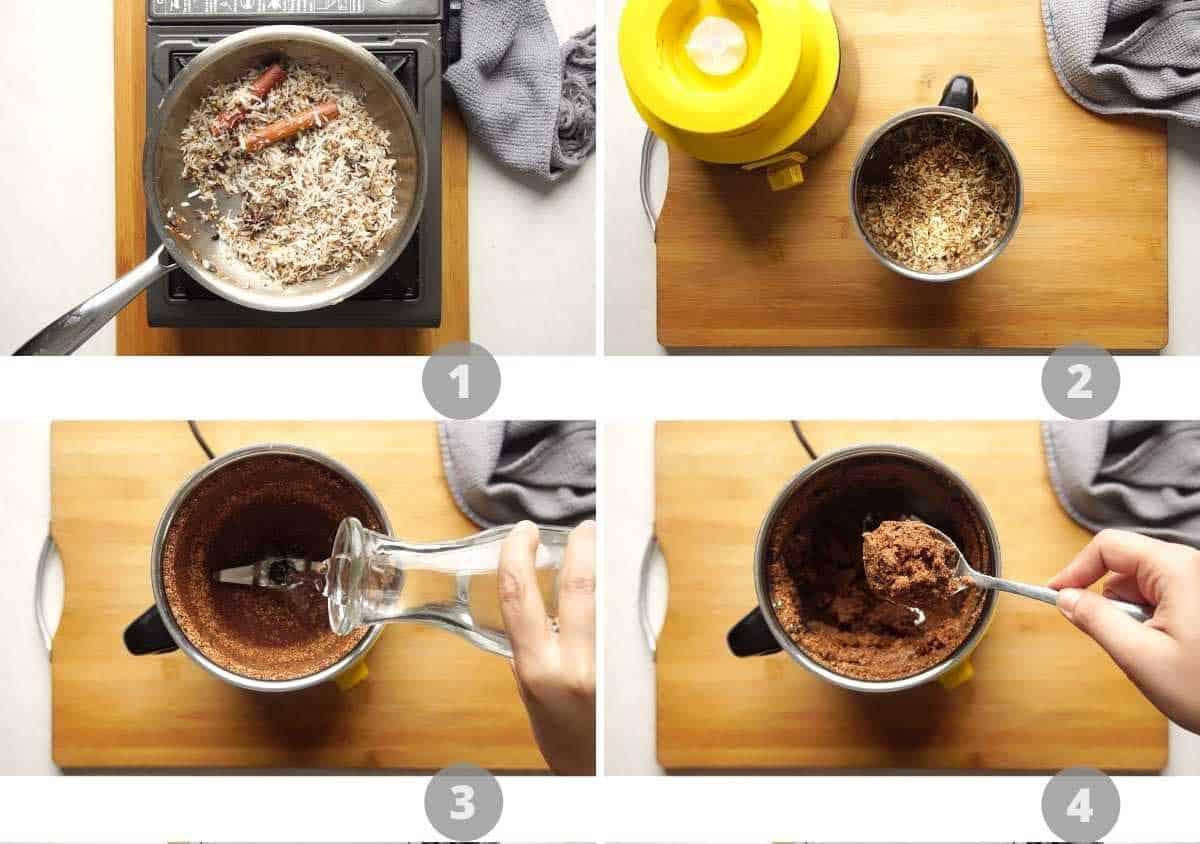 Step by step picture collage showing how to make veg kolhapuri