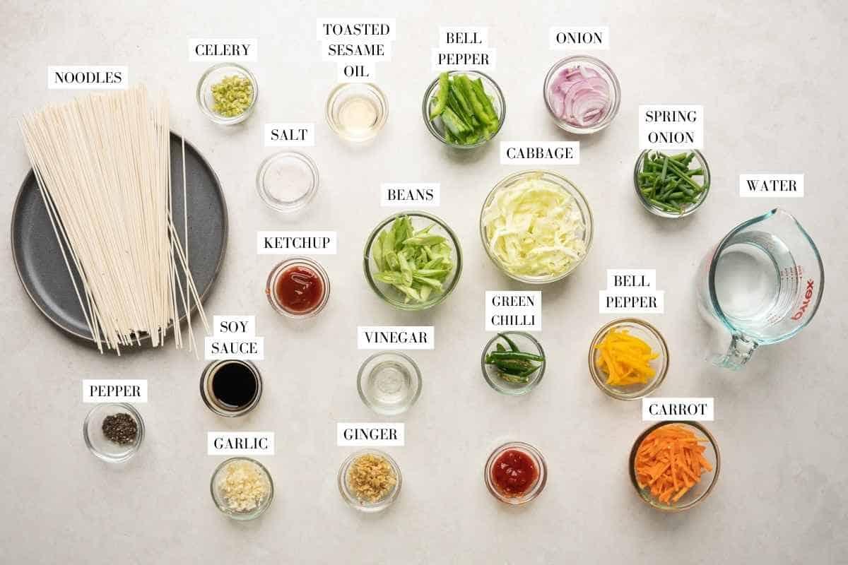 ingredient shot for veg spring rolls