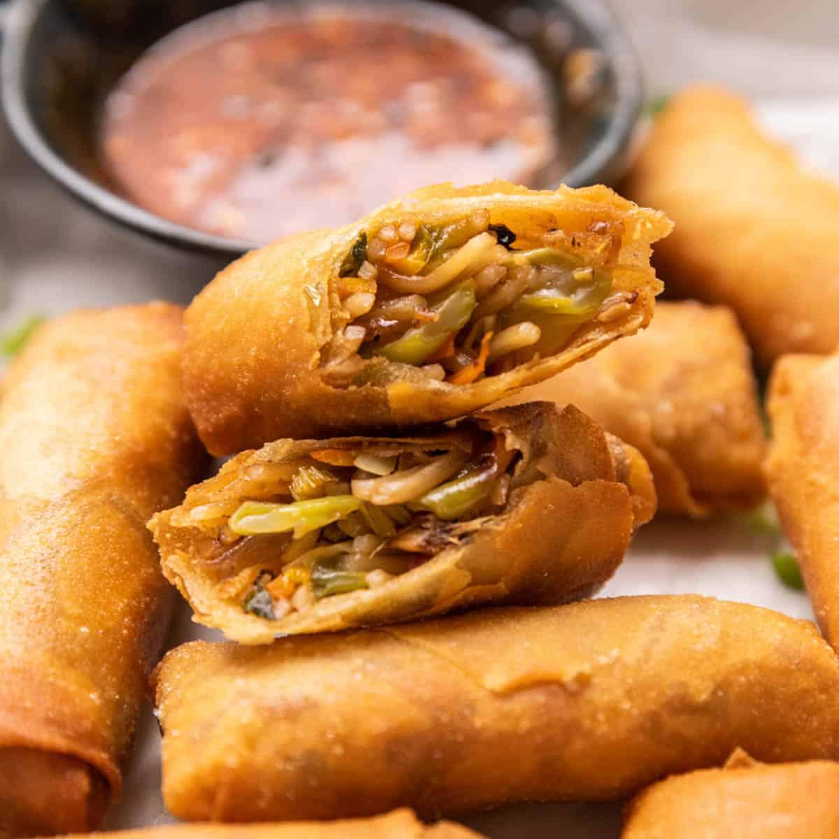 Veg Spring Rolls (Deep Fried and Air Fried)