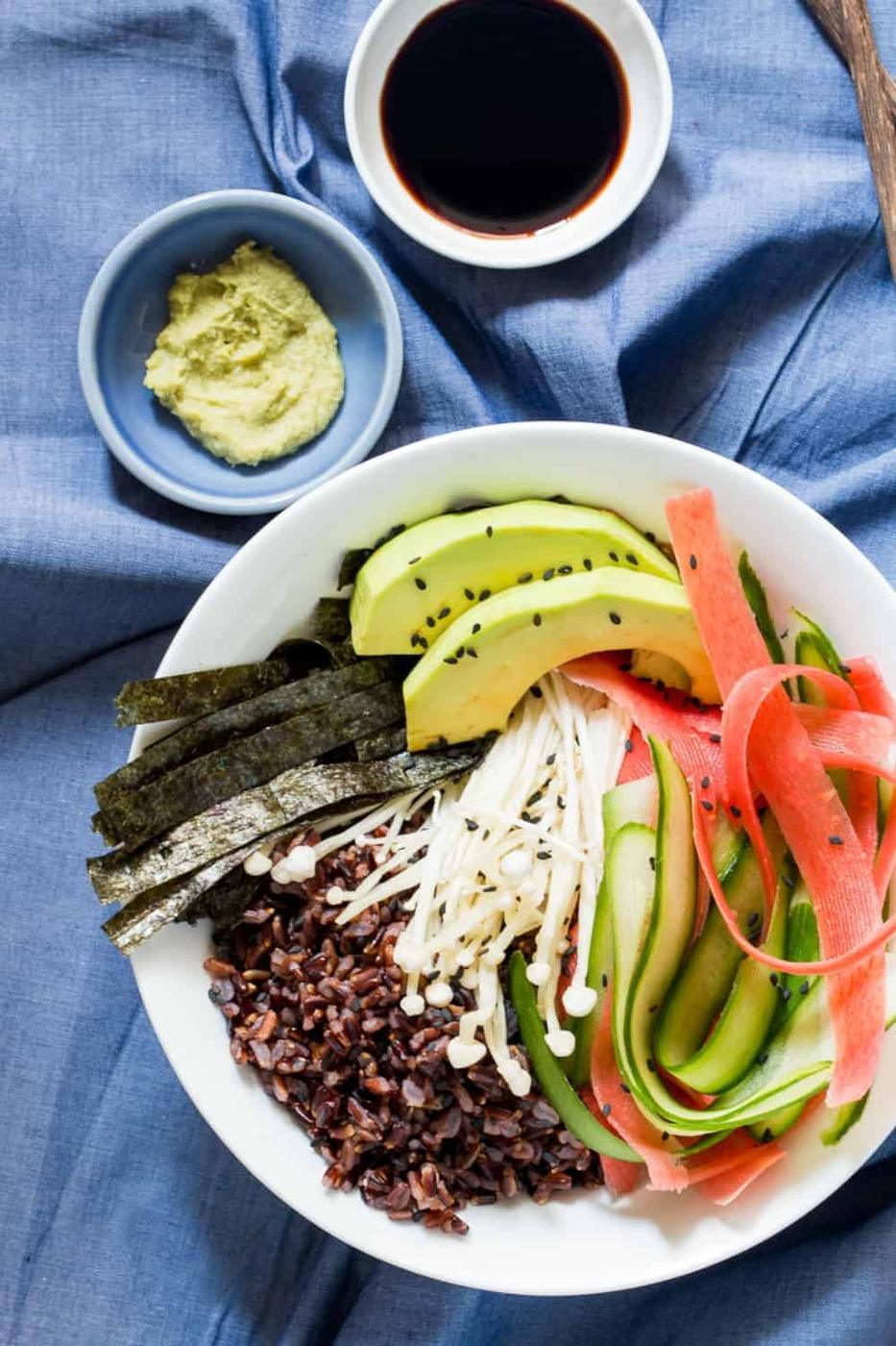 Vegetarian Sushi Bowl With Teriyaki Dressing