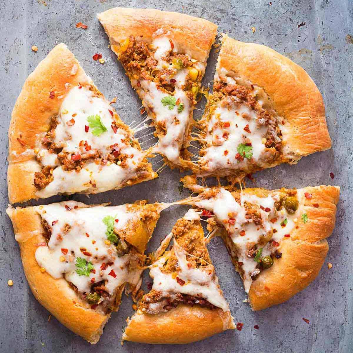 Wholewheat Keema (Spiced Minced Lamb) Pizza