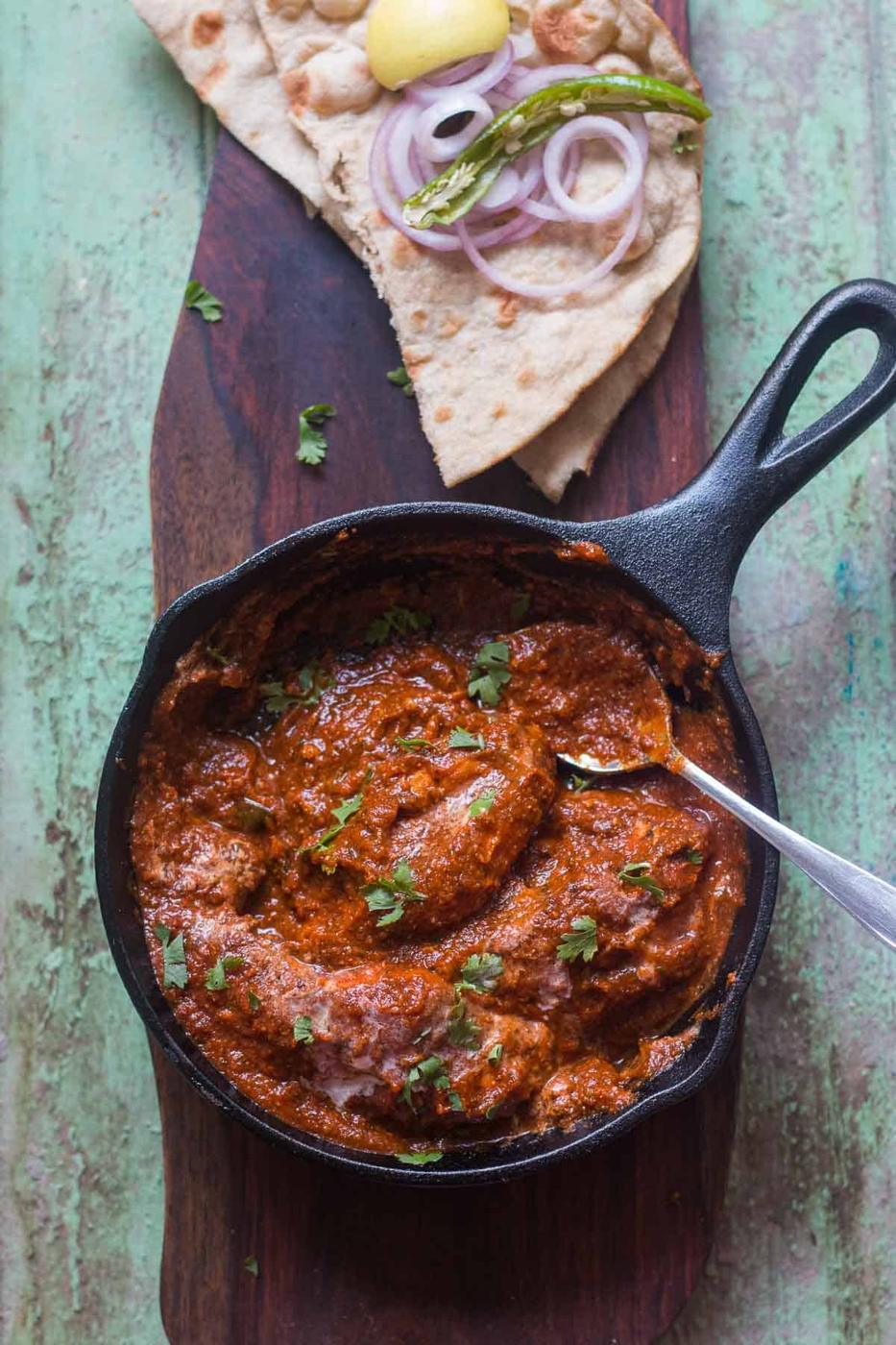The healthier version of Chicken Tikka Masala in a pan.