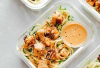 Crispy Sesame Tofu with Zucchini Noodles for Healthy Meal Prep