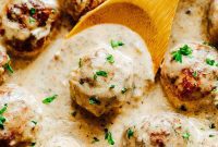 Comforting Chicken Meatballs in Rich Mushroom Cream