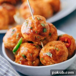 Dynamite Glazed Chicken Meatballs 6 Baked firecracker chicken meatballs are juicy, spicy and saucy! This easy appetizer is perfect for holiday parties. Each meatball is super tender and full of flavour.