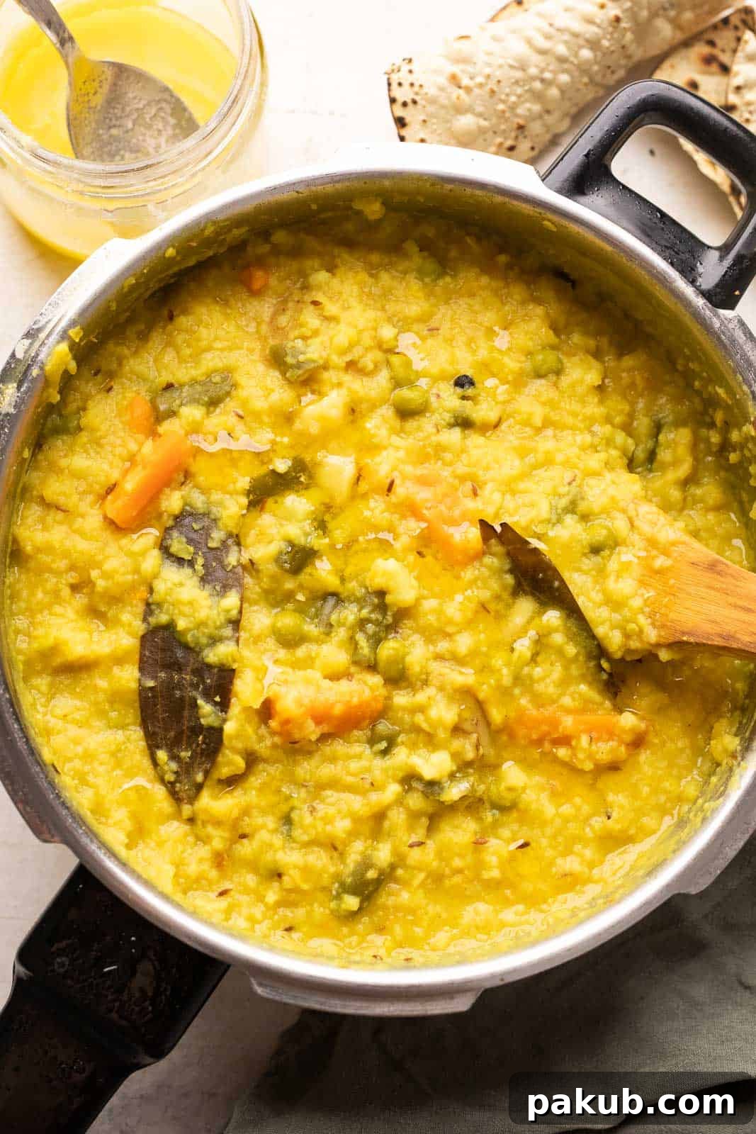 Irresistibly Delicious Khichdi 3 Khichdi pictured in the pressure cooker that it was cooked in