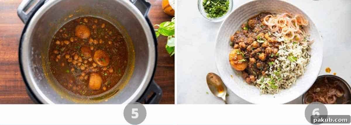 Step by step picture collage showing how to make Chana Masala