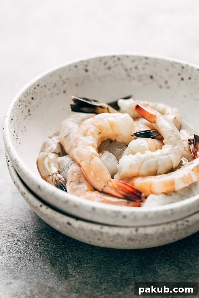 Fresh jumbo prawns for prawn cocktail in a bowl