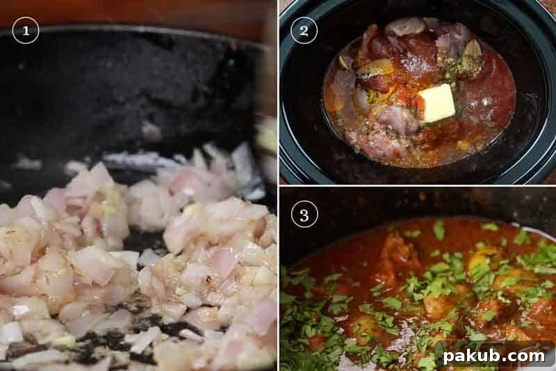 Creamy Coconut Slow Cooker Chicken Curry 3 A visual guide showing step-by-step preparation for making the Slow Cooker Chicken Curry.