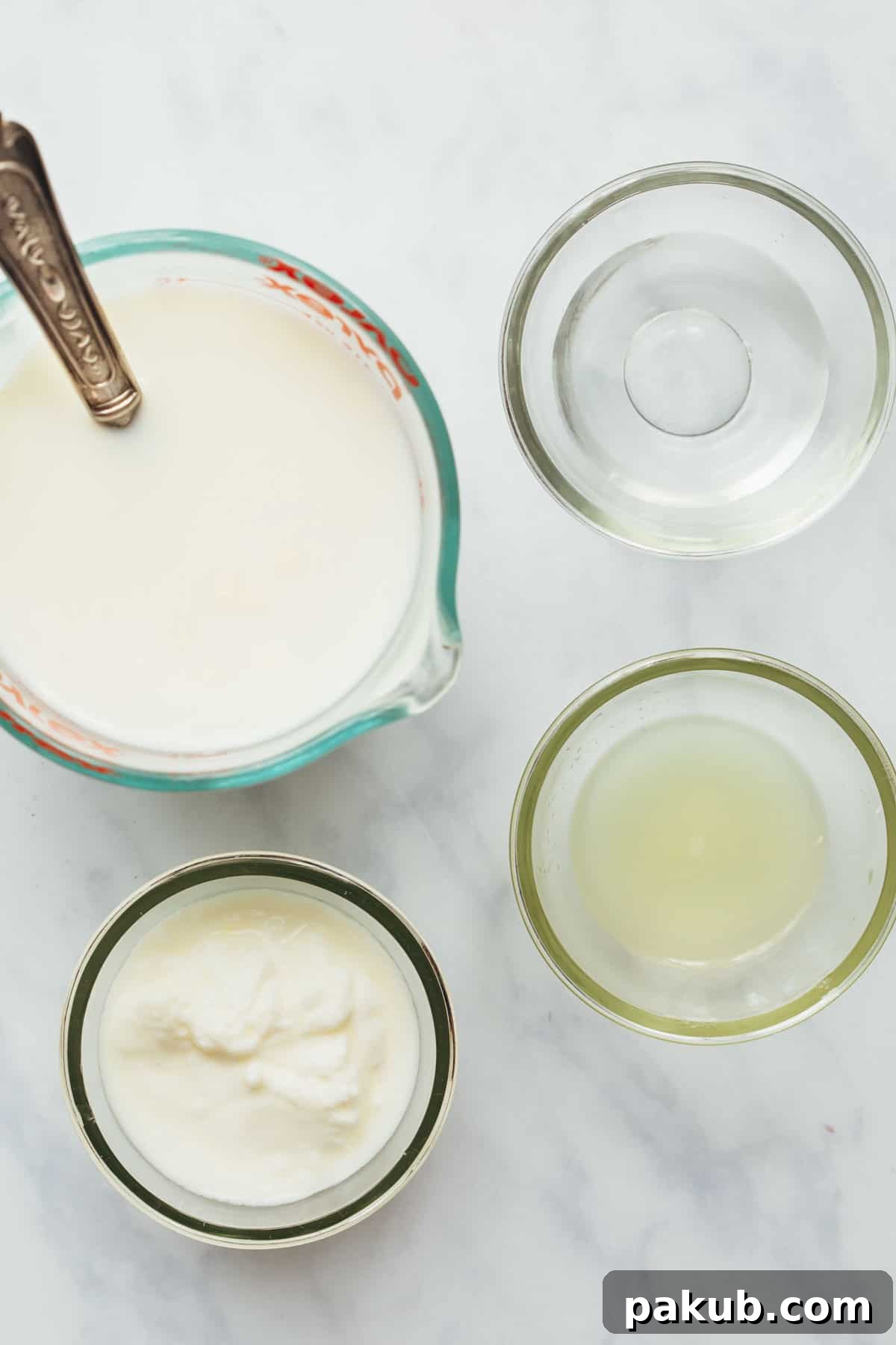 Milk, yogurt, vinegar and lemon juice - the ingredients that can be used to make buttermilk at home.