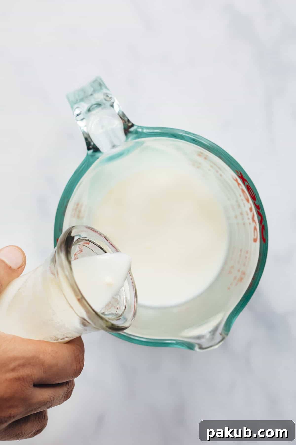 Making buttermilk at home for baking.