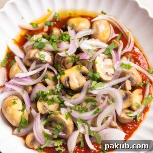Nepali Mushroom Salad or Sadheko, served in bowl