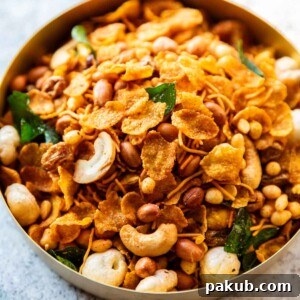 crispy cornflakes chivda served in a bowl