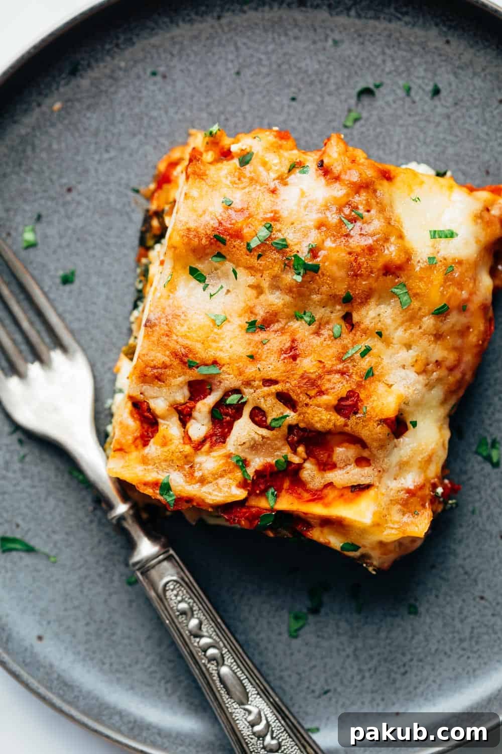Effortless Vegetarian Lasagna Guide 5 Slice of vegetarian lasagna on a plate