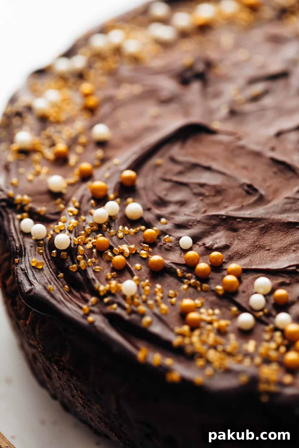 Incredibly Soft and Moist Eggless Chocolate Cake 3 A close-up view revealing the rich, dark crumb of the eggless chocolate cake