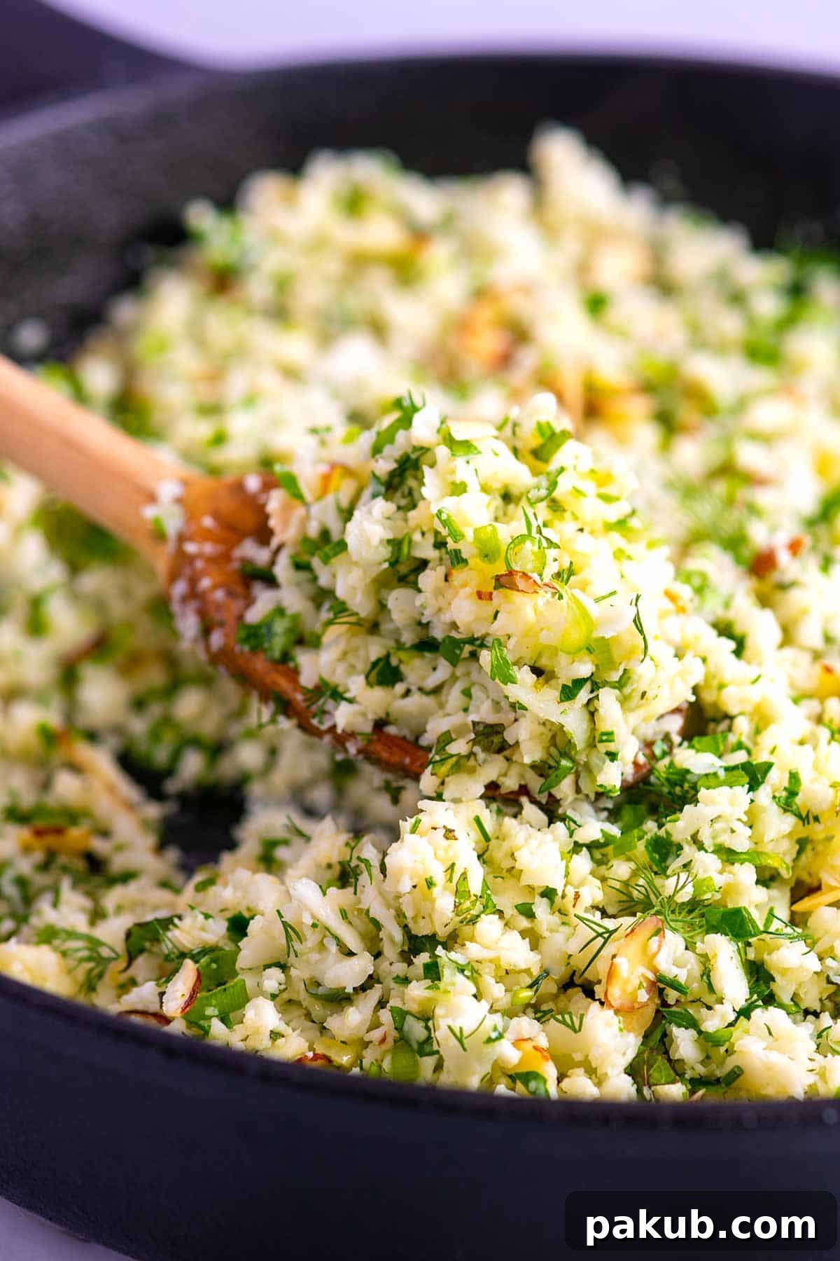 garlic herb cauliflower rice - healthy cauliflower recipes