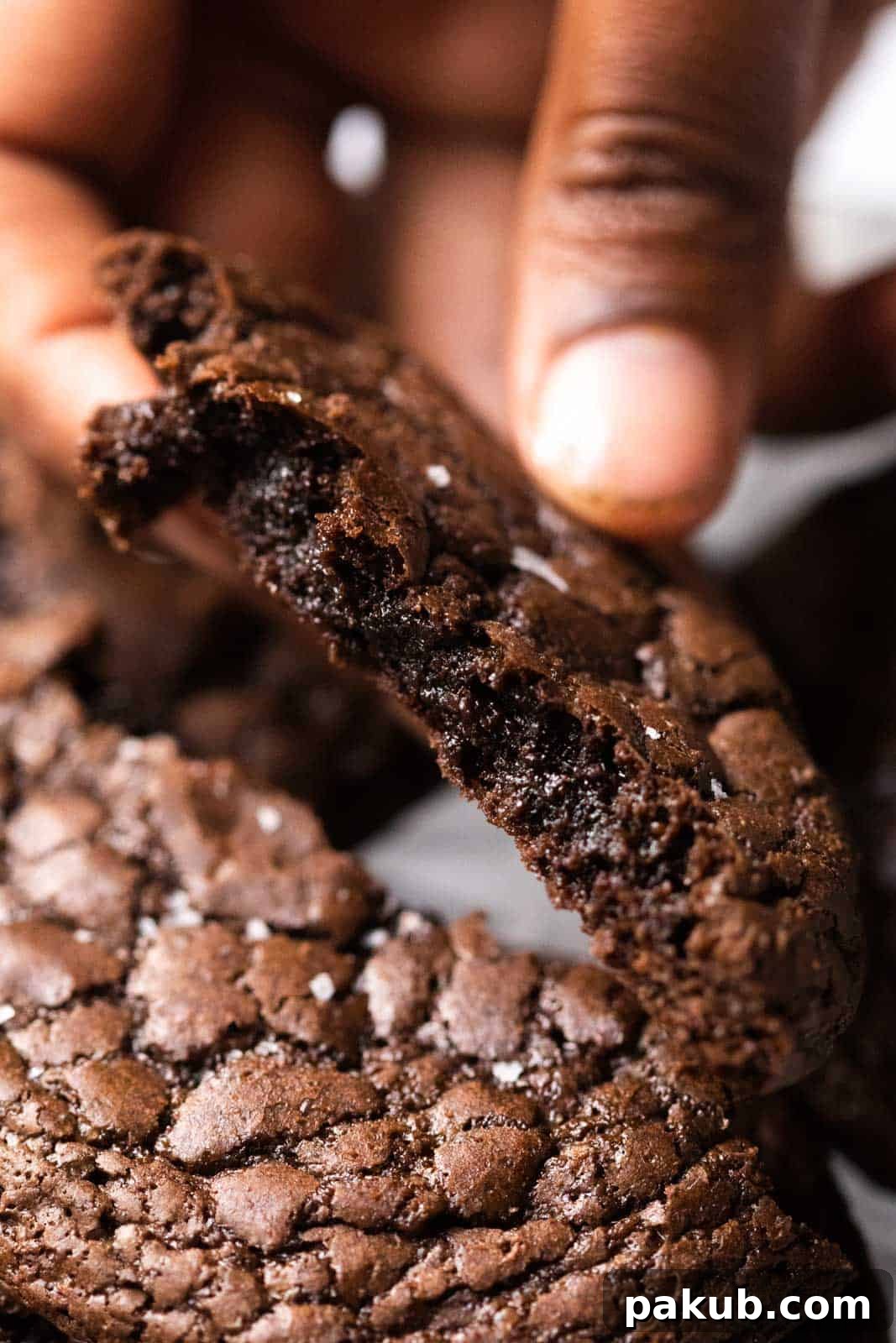 The Ultimate Fudgy Brownie Cookie for Your Inner Monster 3 A bite of brownie cookies to show the brownie like inside