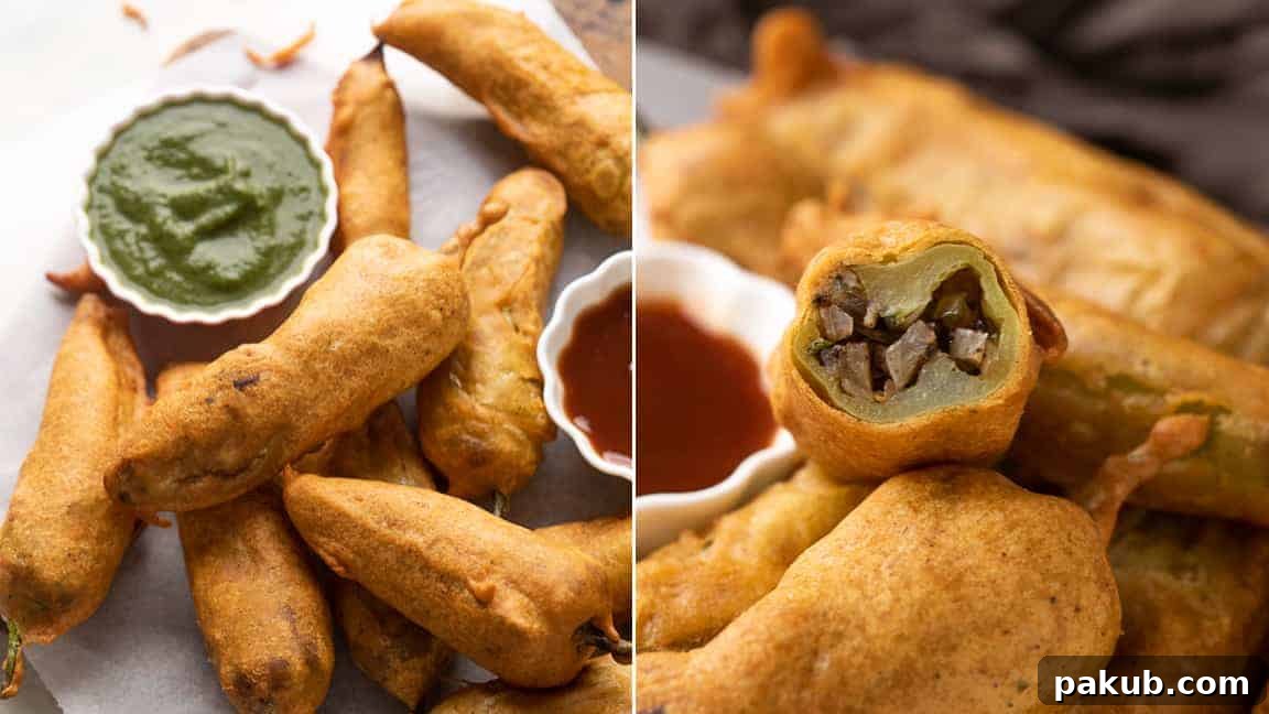A collage to show the two stuffings in the bhajiyas side by side