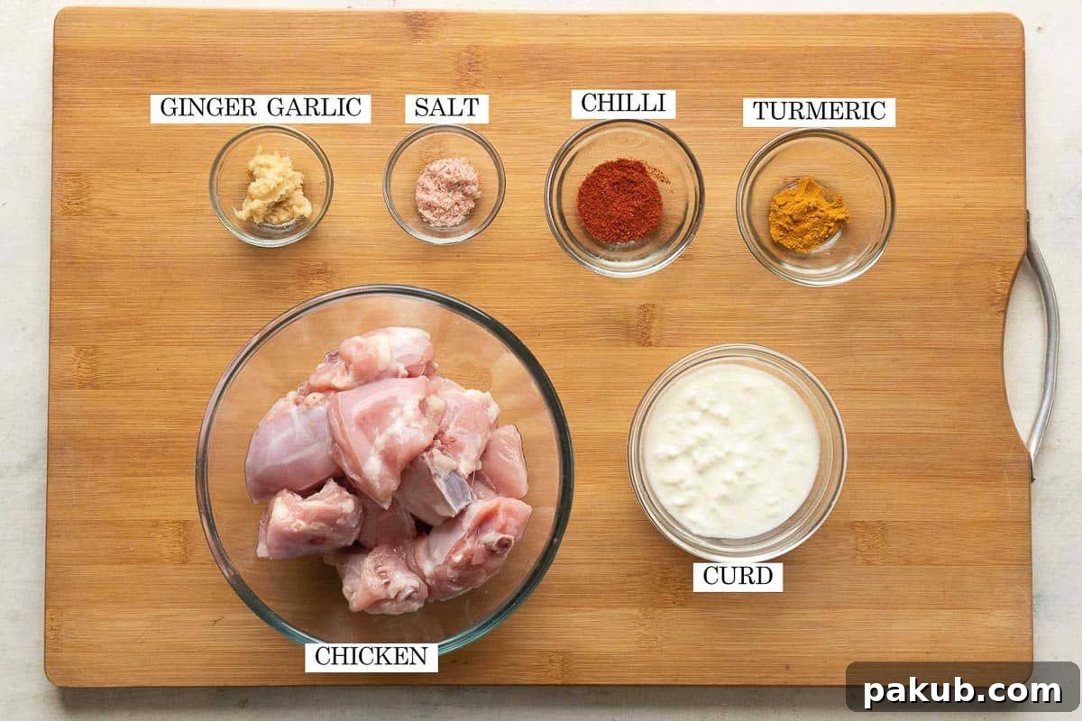 Ingredients for marinating chicken