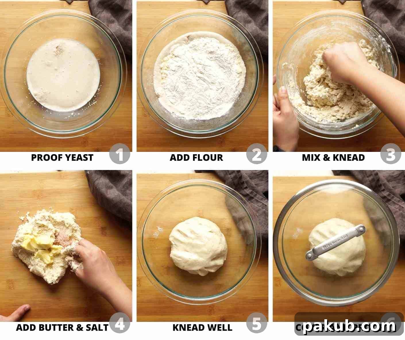 Soft Eggless Mumbai Ladi Pav 4 Step by step pictures showing how to make the dough for Ladi Pav