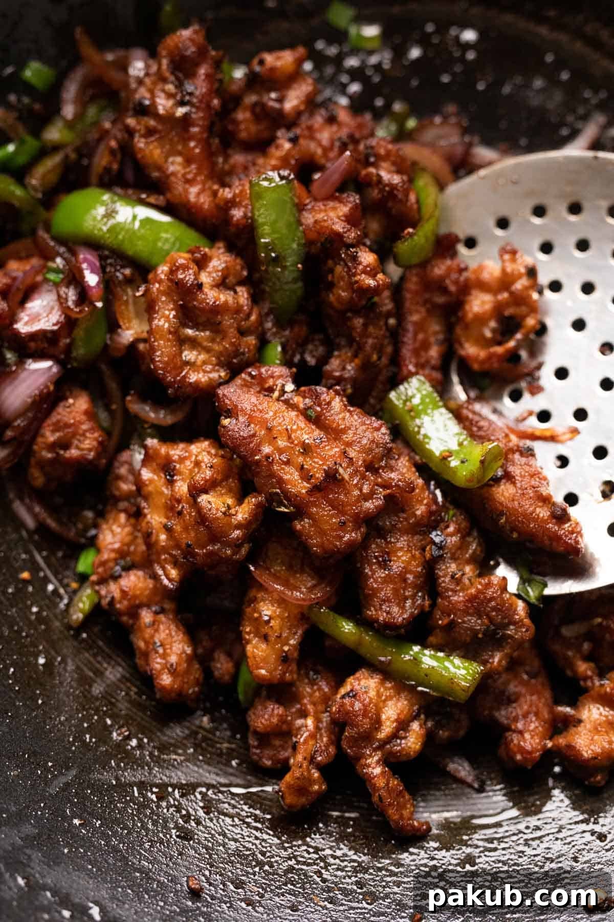 Salted Pepper Chicken Delight 2 Salt and pepper chicken in the wok after it was stir fried