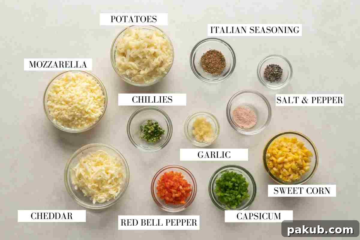 The No-Fail Secret to Amazing Cheese Balls 3 Picture of ingredients required for cheese ball mixture laid out on a white background with text to identify them
