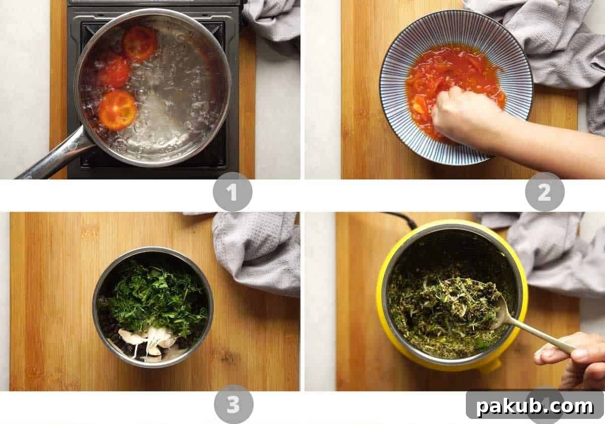 Picture collage showing how to make rasam step by step