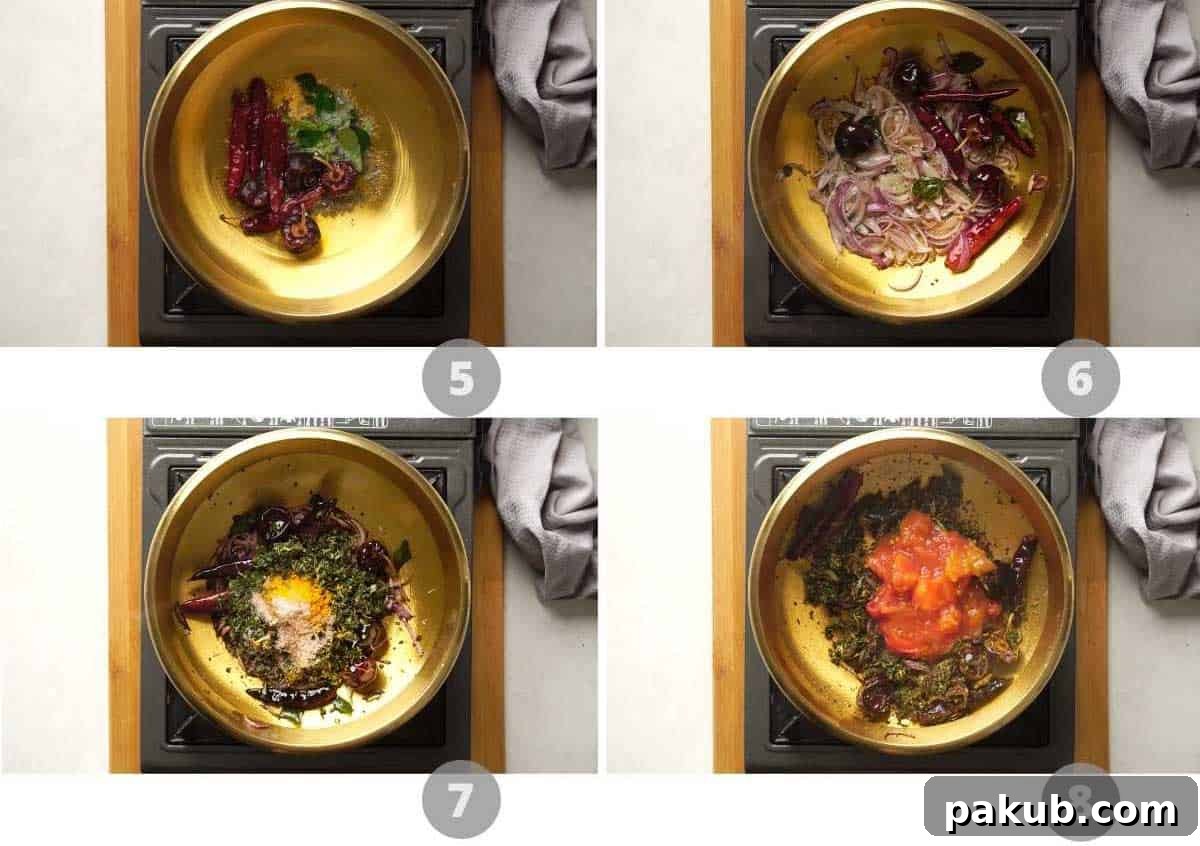 Picture collage showing how to make rasam step by step