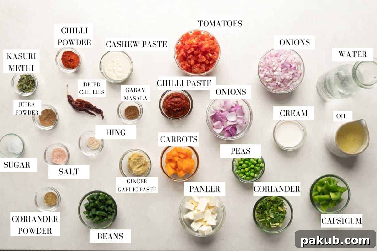 Veg Kolhapuri: Fiery Vegetable Medley 4 Picture of ingredients for veg Kolhapuri with text
