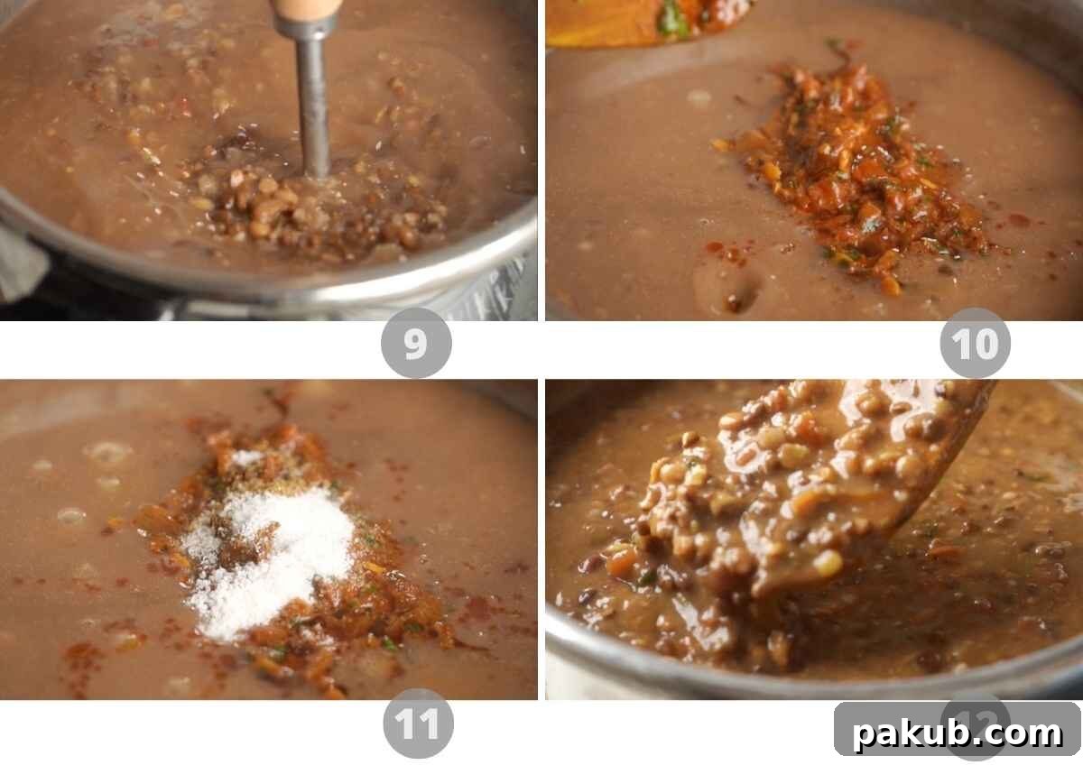 Step-by-step picture collage showing how to make Langar wali Dal