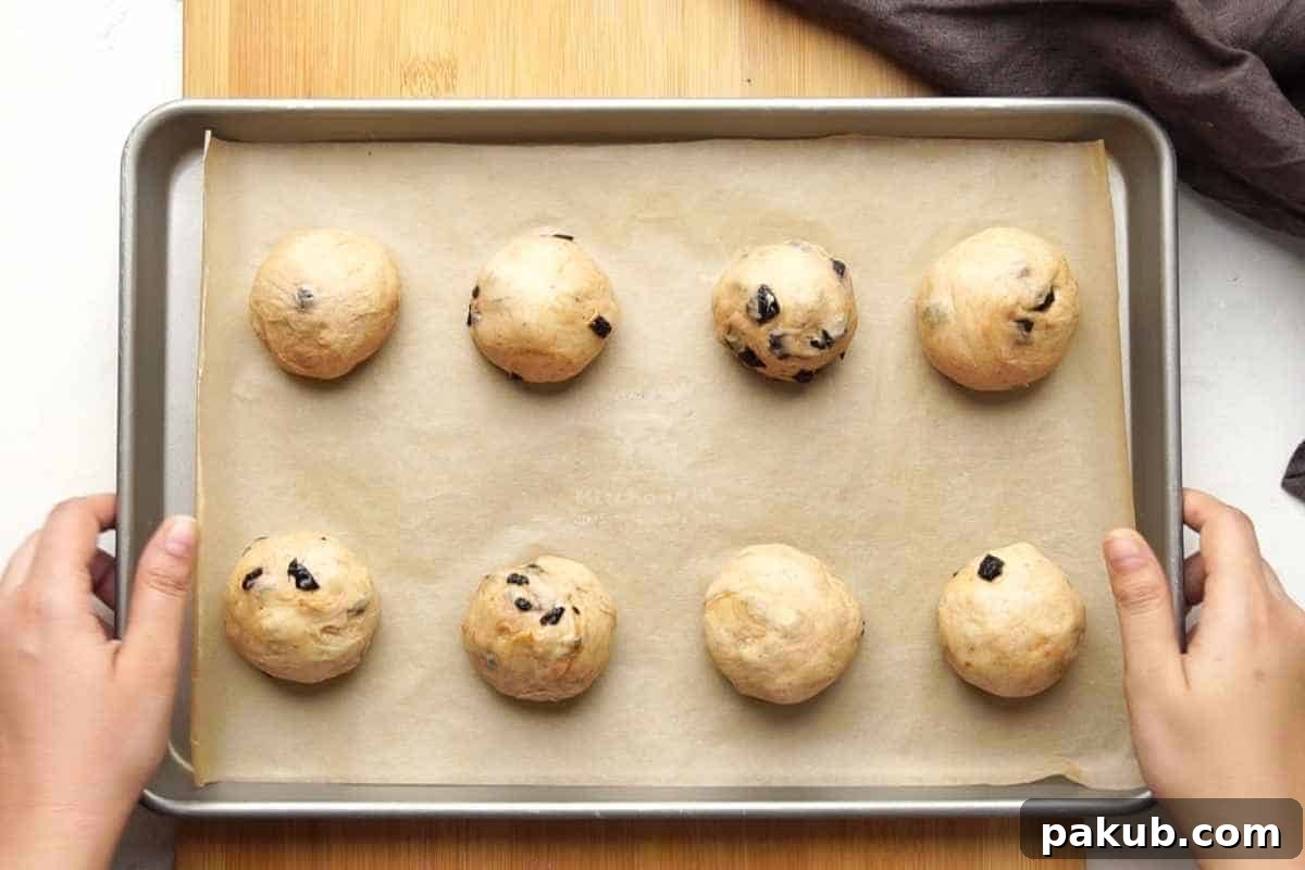 Homemade Bread Made Easy 7 Multiple balls of shaped dough, perfectly arranged on parchment paper in a baking pan, ready for their final rise
