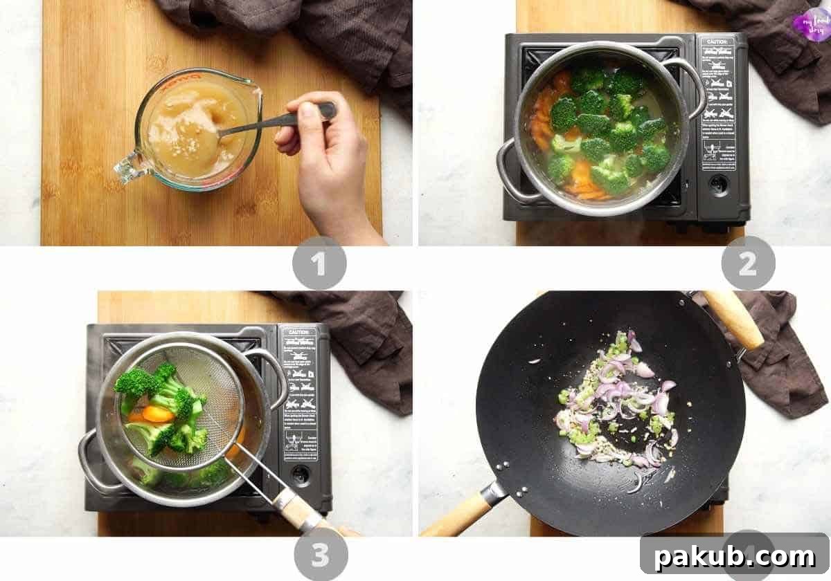 Stir-Fry Fundamentals 3 Step by step picture collage showing how to stir fry