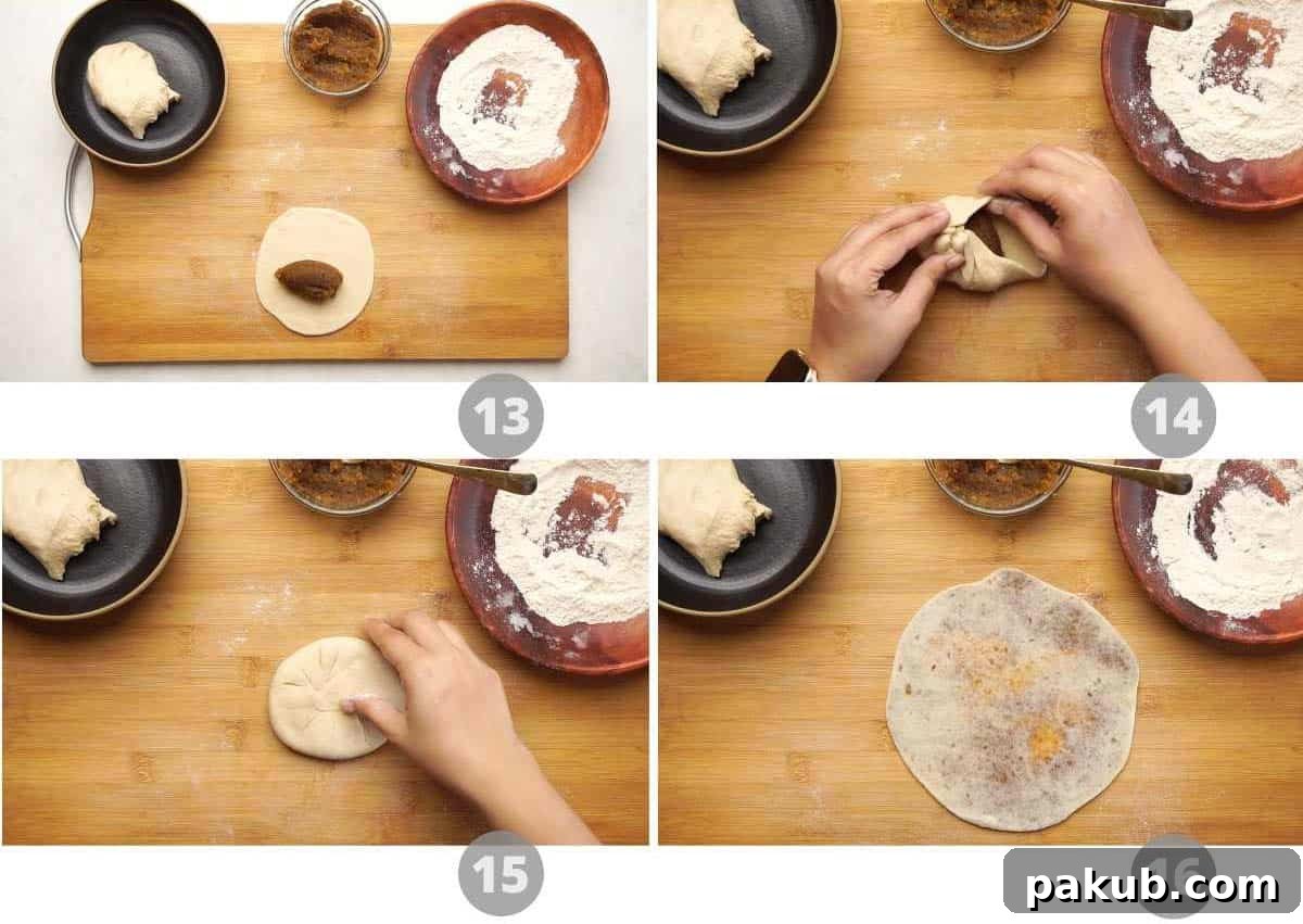 Indian Sweet Lentil Flatbread 7 Step by step picture collage showing how to make puran poli