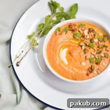 Lebanese Pecan Red Pepper Dip, Muhammara, garnished with pumpkin seeds.