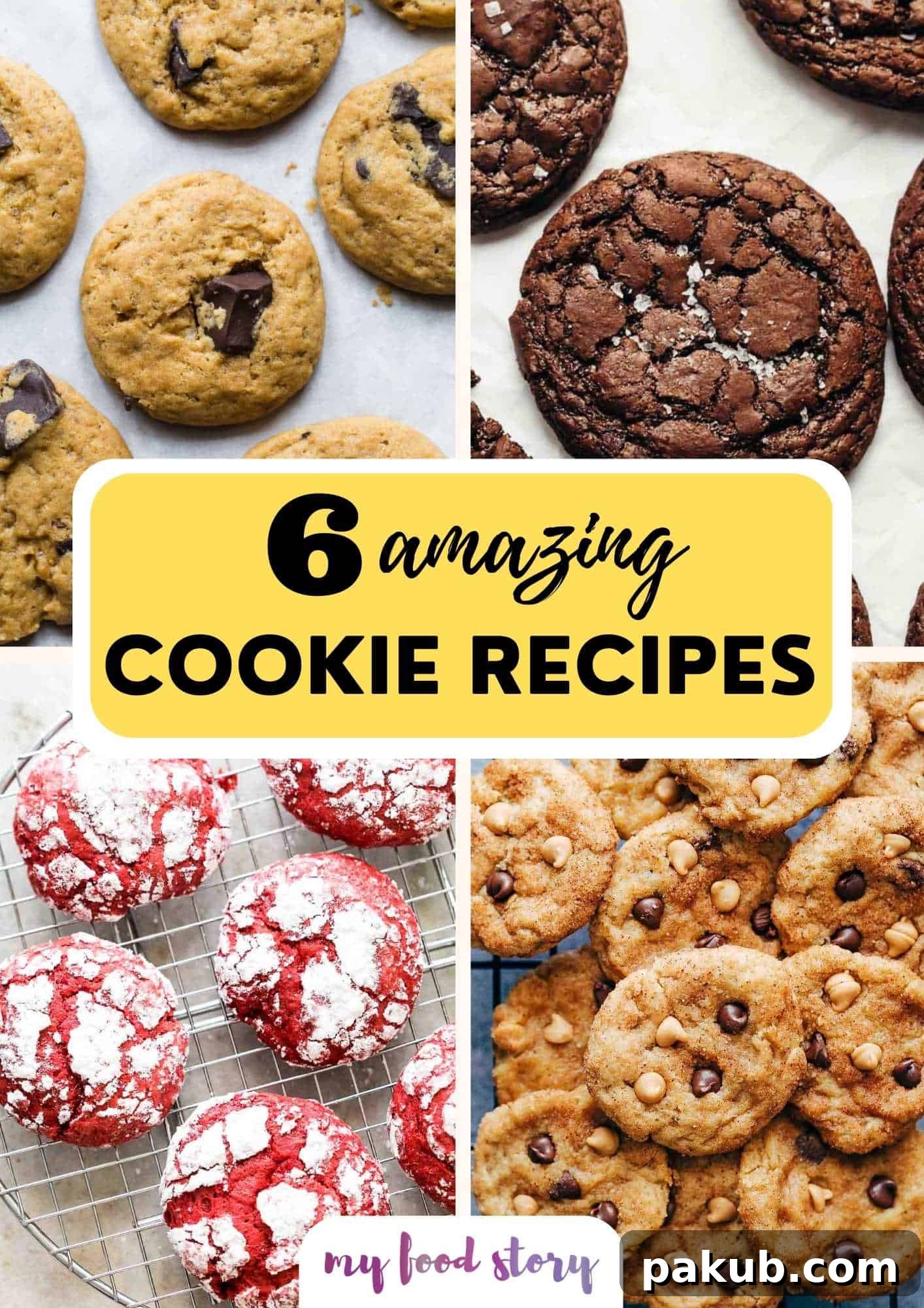 A festive collage featuring four different types of delicious Christmas cookies, beautifully arranged and ready for the holidays.
