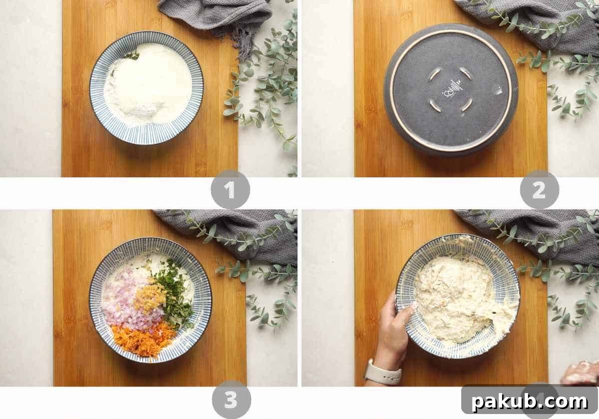 Mysore's Tangy Yogurt Fritters 3 Step by step picture collage showing how to make mysore curd bonda