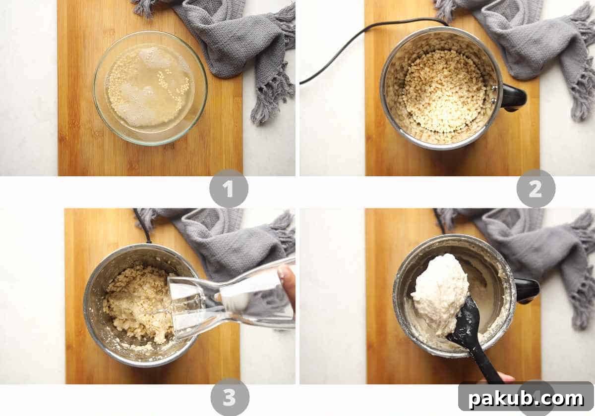 Cloud-Soft Lentil Fritters in Spiced Yogurt 5 Step by step picture collage showing the initial stages of making Dahi Vada, from soaking dal to preparing batter