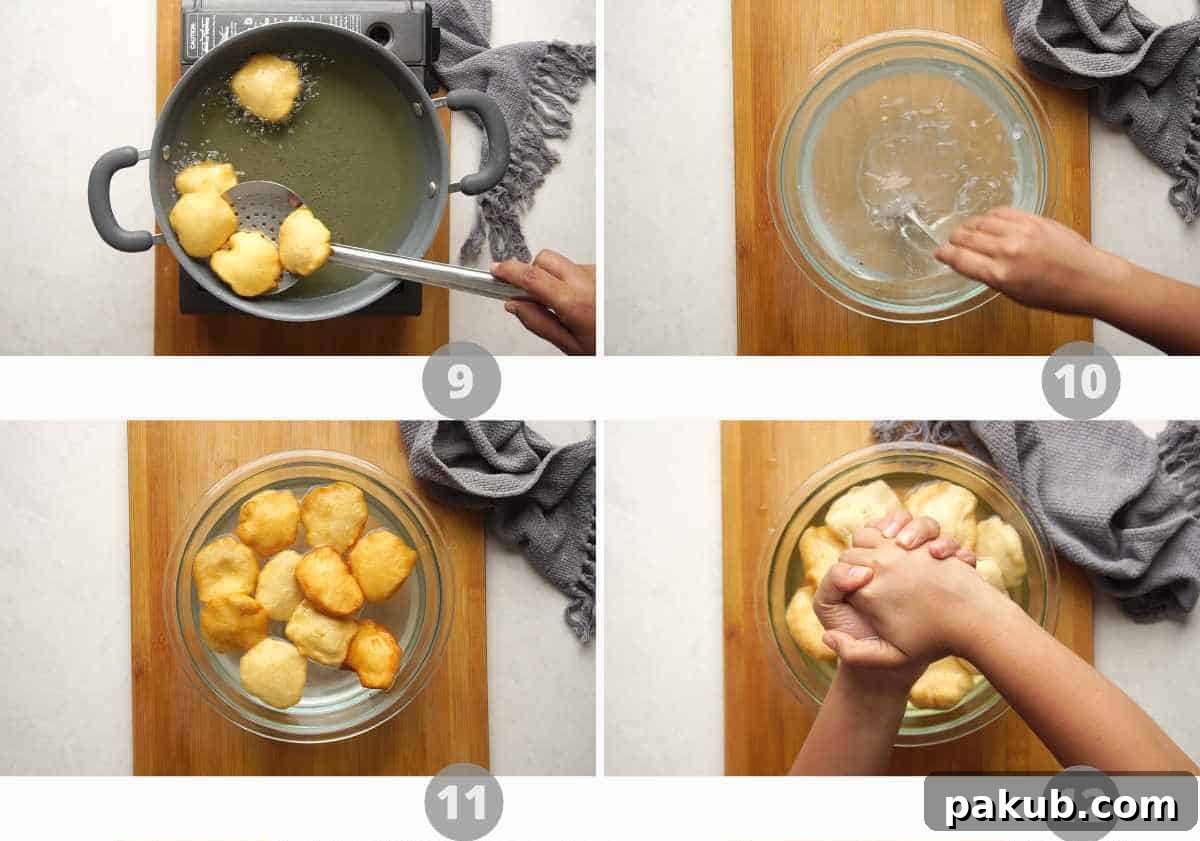 Cloud-Soft Lentil Fritters in Spiced Yogurt 7 Step by step picture collage showing the final stages of making Dahi Vada, from soaking to assembly