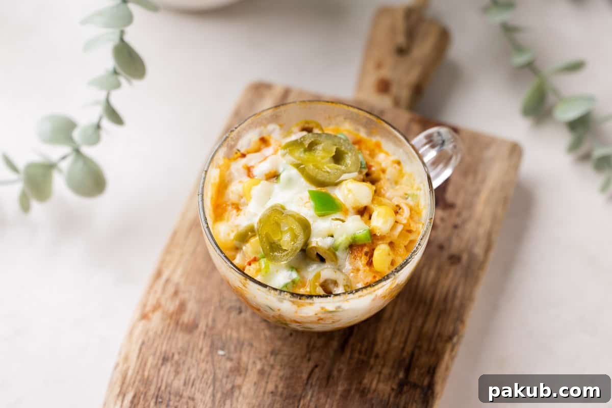 Savoury Mugs in Minutes 2 Delicious shot of microwave Mexican cheesy rice in a mug, garnished and ready to eat