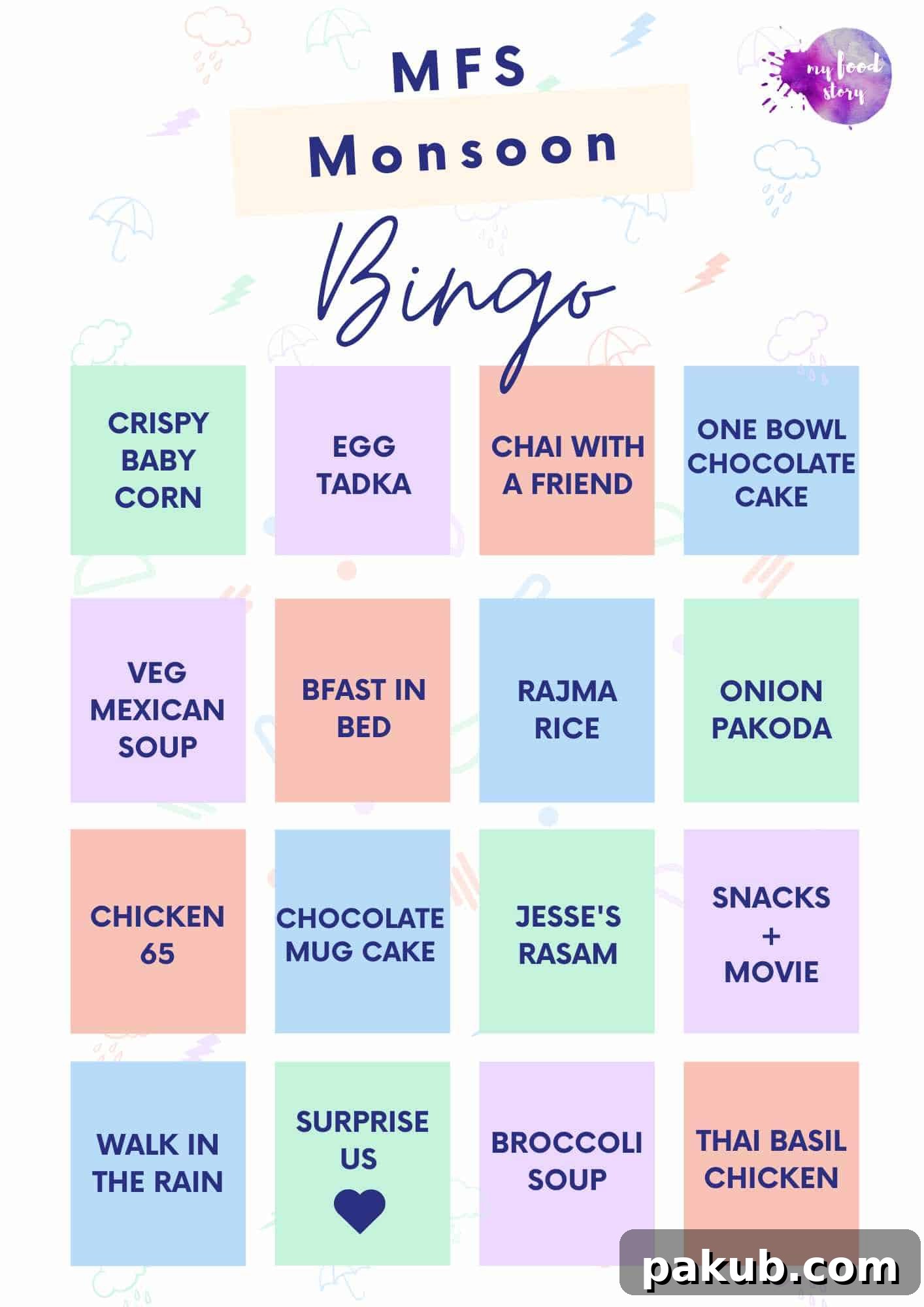 a picture of a bingo card with text written on it
