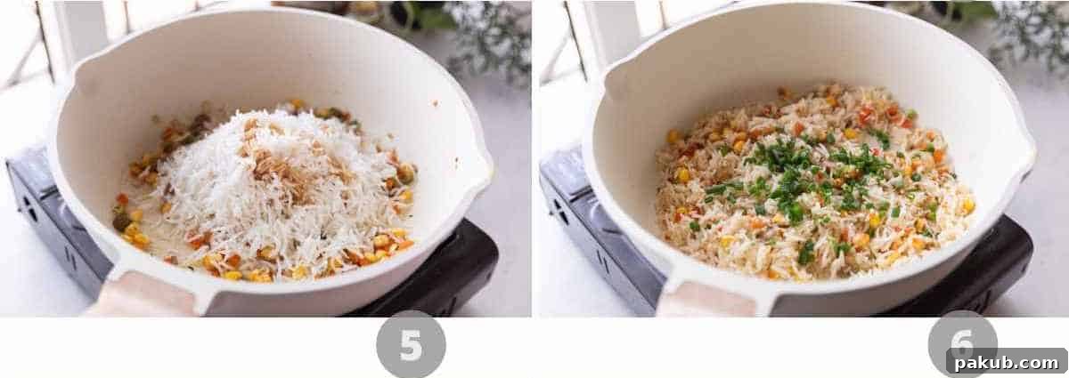Party Sprinkles Rice 5 Step by step picture collage showing how to make Rainbow Rice