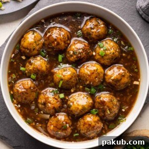 Delicious Veg Manchurian served in a white bowl, garnished with spring onions and accompanied by a side of fried rice.