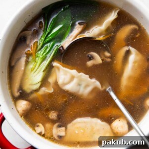 Wanton soup served in a casserole