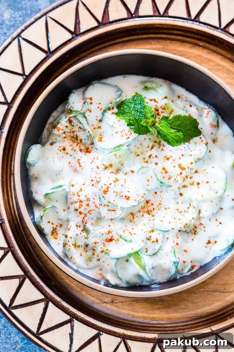 Spiralized Cucumber Mint Raita indian spiralized cucumber mint raita served in a black bowl