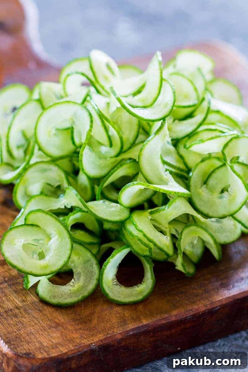Freshly Spiralized Cucumber an image of spiralized cucumber