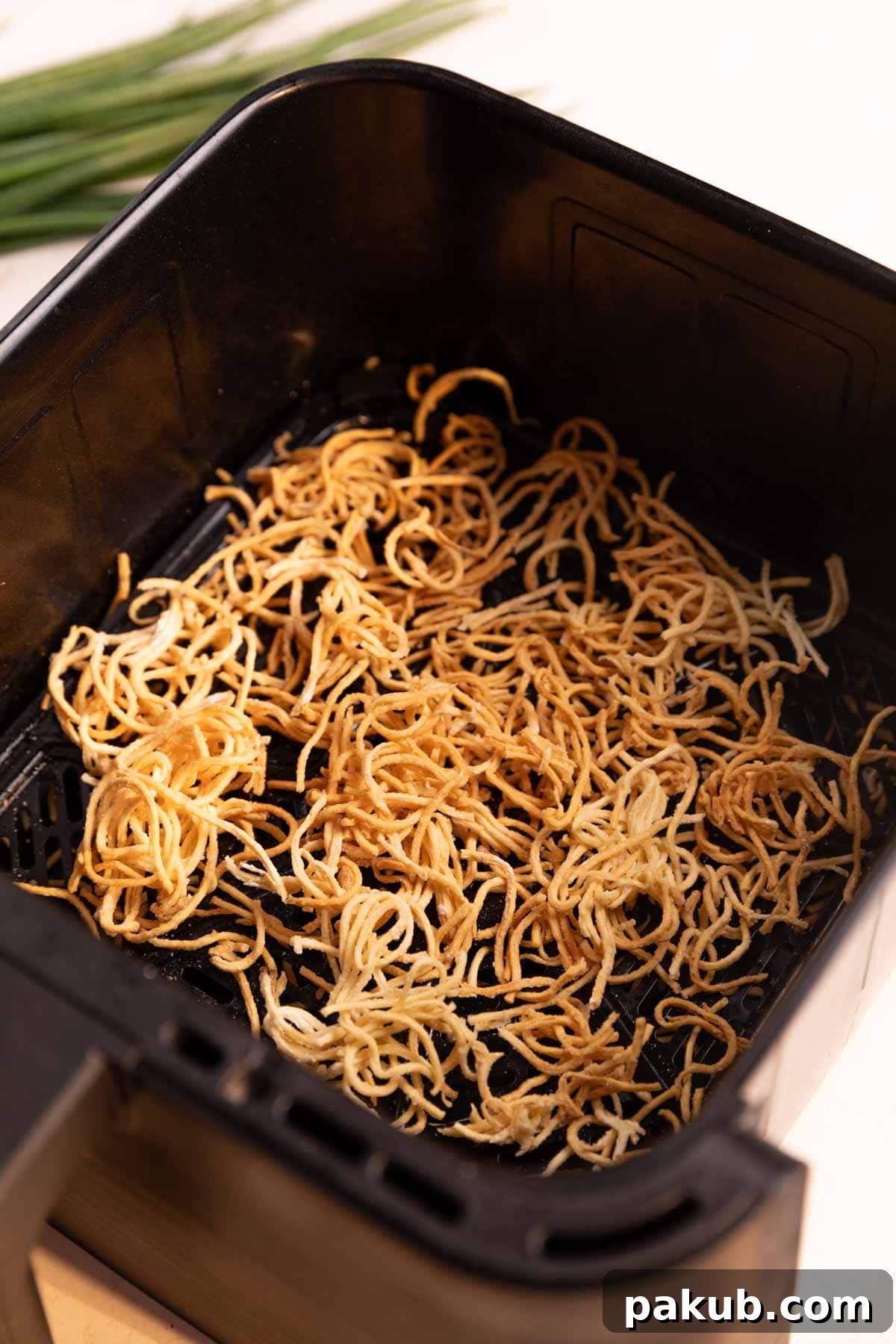 Indo-Chinese Street Crunch 3 Crispy fried noodles, golden and perfectly crunchy, made in an air fryer.