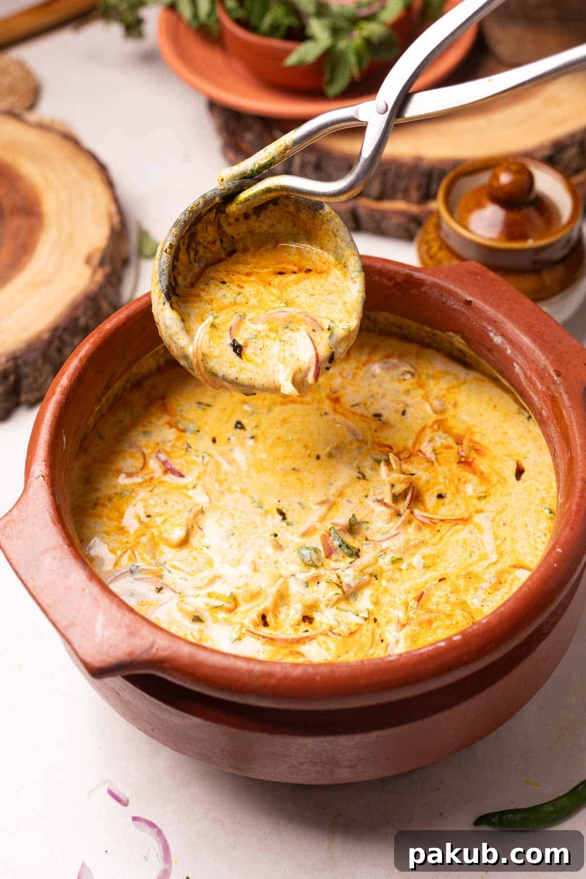 Spiced Yogurt Chukauni 2 A beautifully presented earthen bowl of Dahi Tadka, garnished with fresh herbs, ready to be enjoyed.