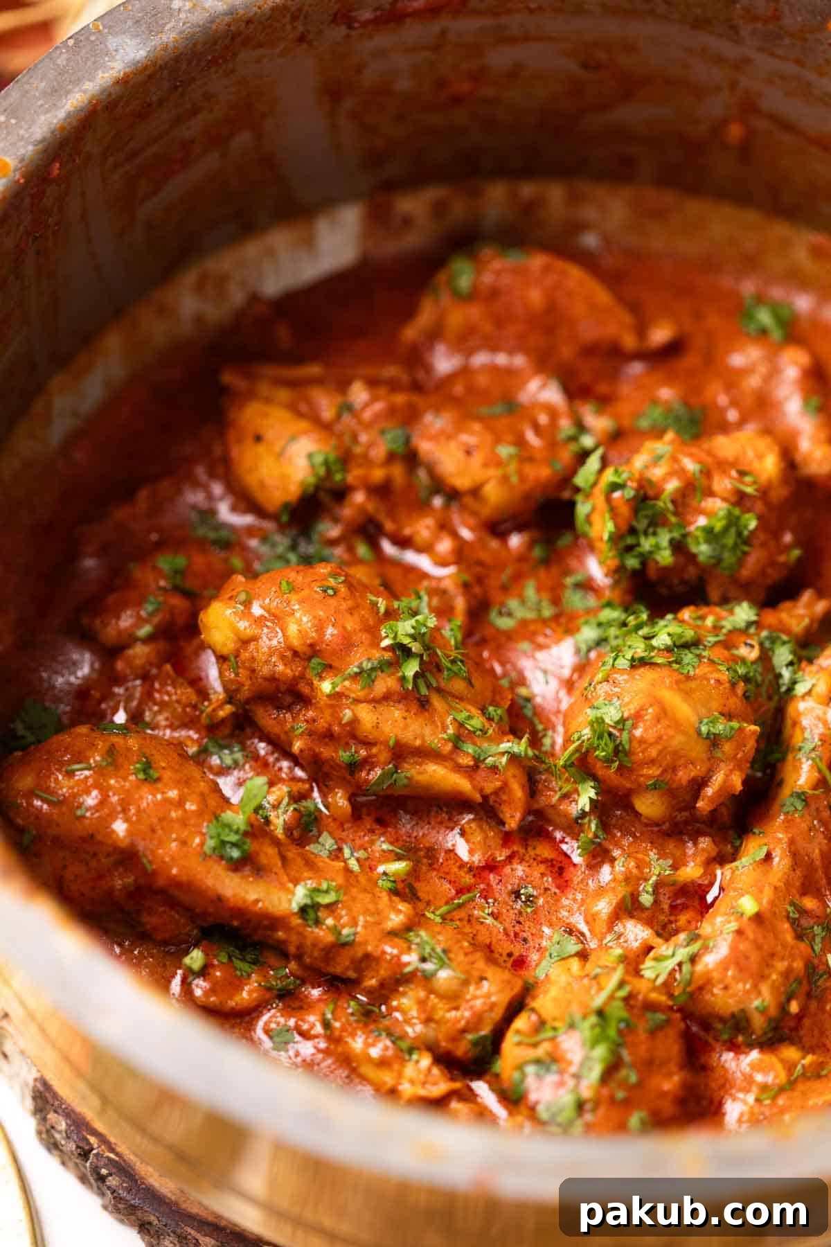 Chicken Handi in a traditional big kadai, ready to be served.